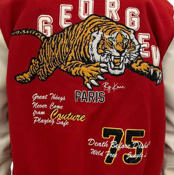 Avenue George (Red/White 'Tiger Embroidered' varsity jacket)