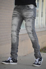 Dnm Story Men's bottom ripped jean - Dark grey wash