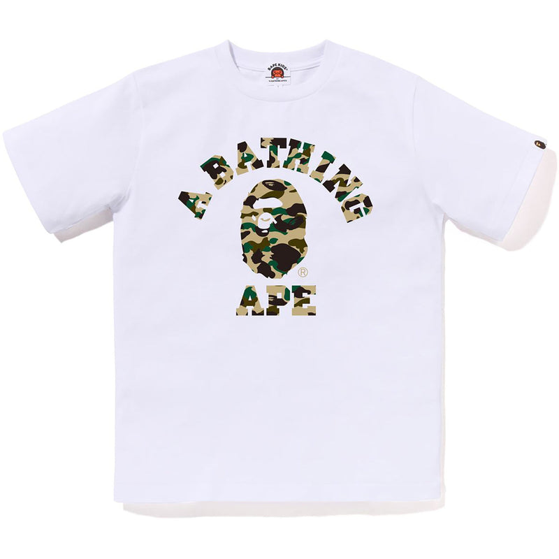 Bape (Men's White x Green camo college bathing ape t-shirt)