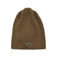 Lacoste (Men's Dark kraft small croc ribbed wool long beanie -F4Z)