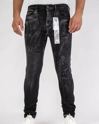 Premium Disaster Men's Bleach Smeared Rip Jeans Black