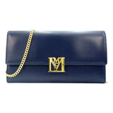 MCM Chain Wallet Leather Crossbody Bag Dark Navy Blue