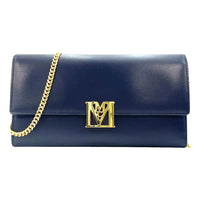 MCM Chain Wallet Leather Crossbody Bag Dark Navy Blue
