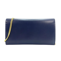MCM Chain Wallet Leather Crossbody Bag Dark Navy Blue
