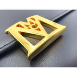 MCM Chain Wallet Leather Crossbody Bag Dark Navy Blue