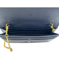 MCM Chain Wallet Leather Crossbody Bag Dark Navy Blue