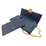 MCM Chain Wallet Leather Crossbody Bag Dark Navy Blue