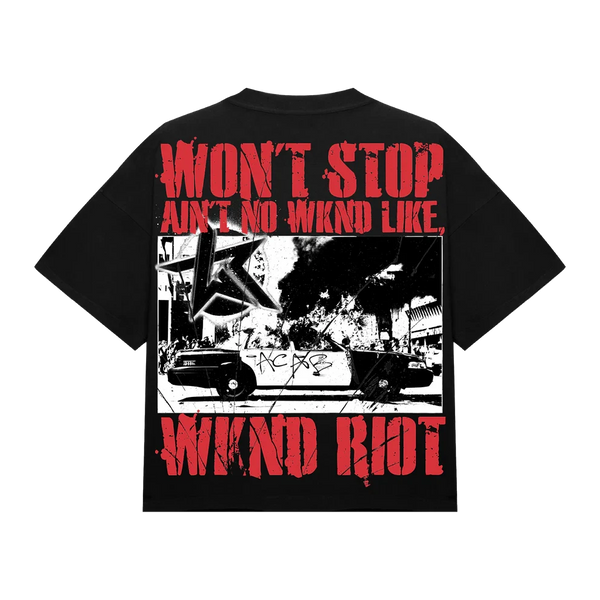 WKND Riot “Can’t Stop The Riot” Chaos Graphic T-Shirt – Black