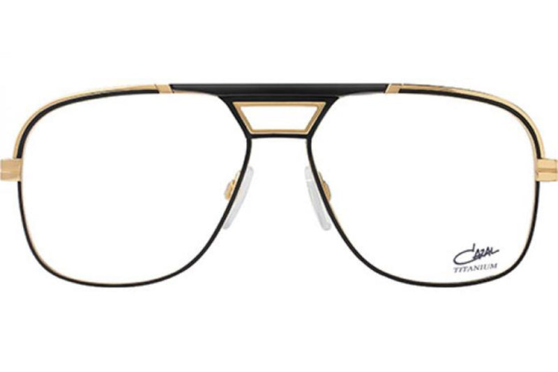 Cazal 7069 Black Gold Titanium Eyeglasses (Color: 001) – A striking design featuring a bold black and gold titanium frame, offering both durability and luxury. These glasses have a classic aviator silhouette with modern detailing, perfect for a sophisticated and stylish look