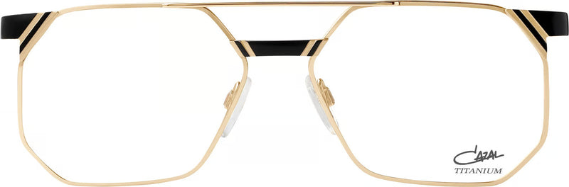 Cazal 743 Black Gold Titanium Eyeglasses (Color: 302) – A luxurious and lightweight design, these titanium eyeglasses feature a bold black and gold frame with a geometric, square-shaped silhouette. Ideal for those seeking a sophisticated, modern style with high durability