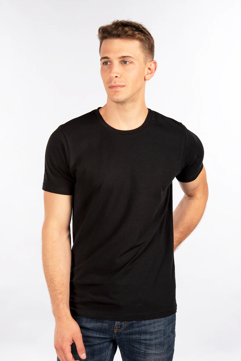 City Lab Black Stretch Slim Fit Crew Neck Tee - Cotton/Spandex blend for comfort and style. Item R2011SPAN.