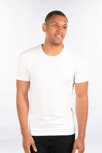 City Lab White Stretch Slim Fit Crew Neck Tee - Cotton/Spandex blend for comfort and style. Item R2011SPAN.