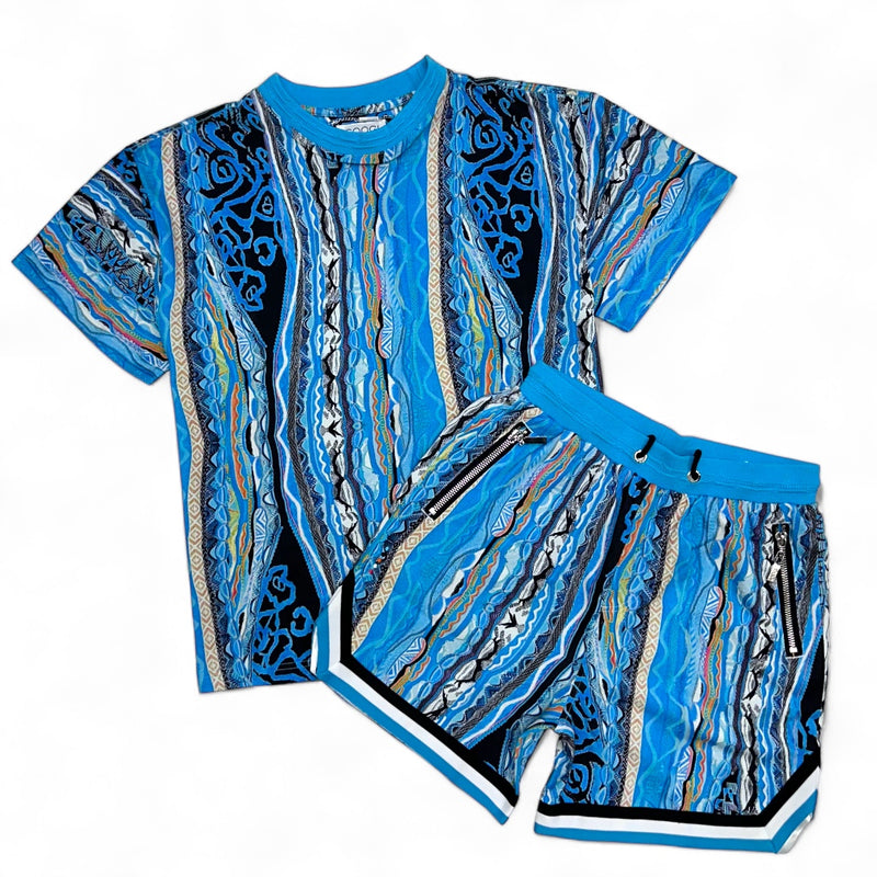 Coogi Australia (blue bondi oversized tee printed cotton short set)