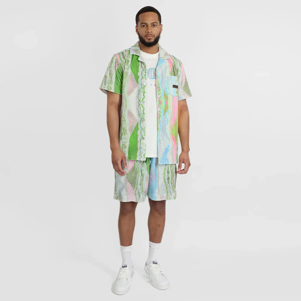 Coogi Australia (Men's Pink Multi Button Down Short Set)