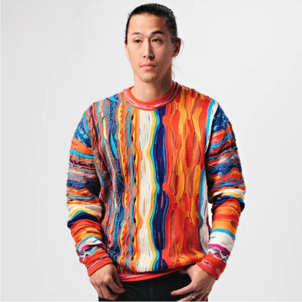 Coogi Australia (Orange multicolor Birdsville crewneck sweater)