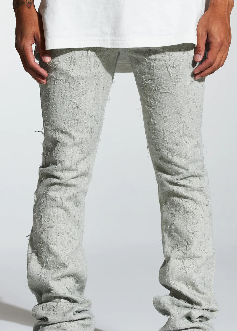 Crysp denim (cream arctic flare stacked jean -09)