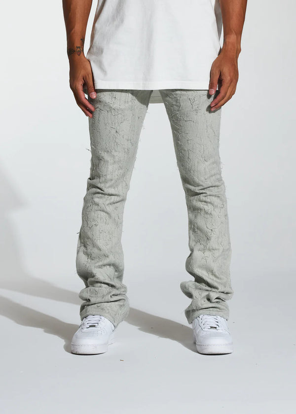 Crysp denim (cream arctic flare stacked jean -09)