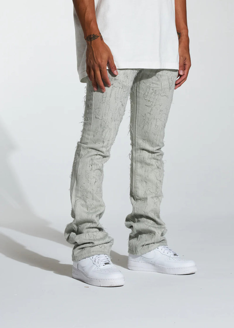 Crysp denim (cream arctic flare stacked jean -09)