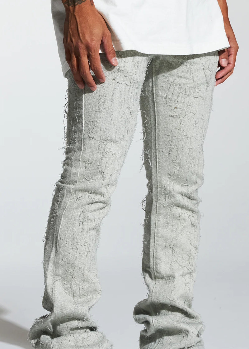 Crysp denim (cream arctic flare stacked jean -09)