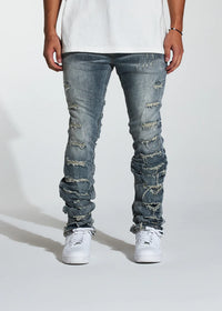 Crysp denim (indigio fray flare stacked jean-06)