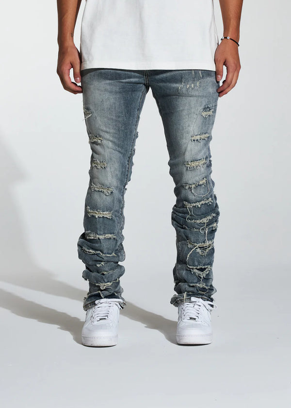 Crysp denim (indigio fray flare stacked jean-06)