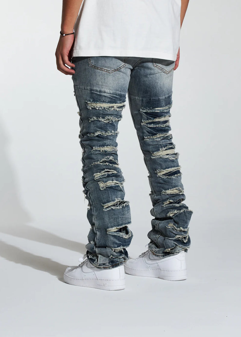 Crysp denim (indigio fray flare stacked jean-06)