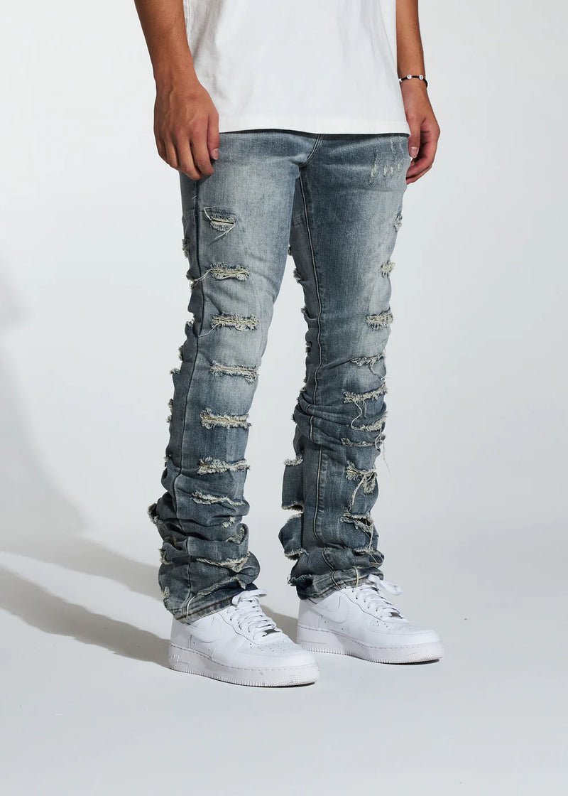 Crysp denim (indigio fray flare stacked jean-06)