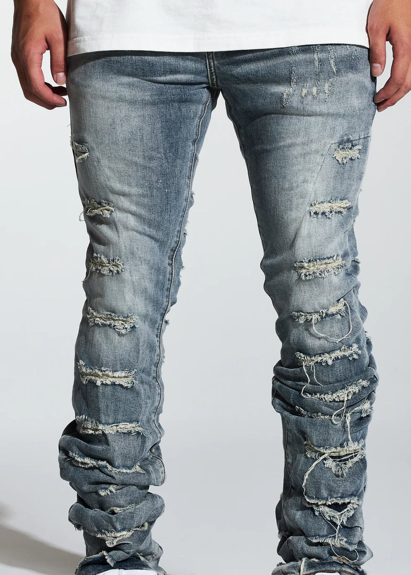 Crysp denim (indigio fray flare stacked jean-06)