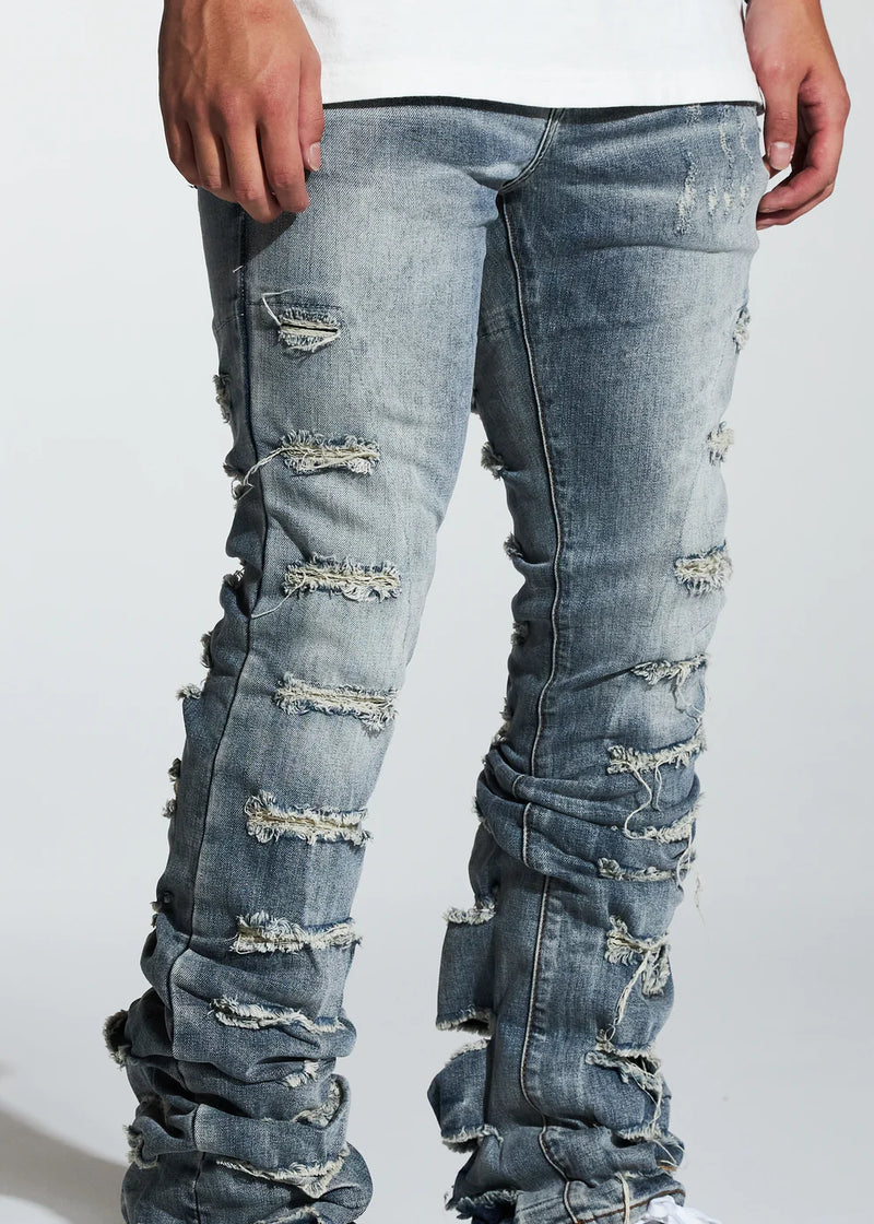 Crysp denim (indigio fray flare stacked jean-06)