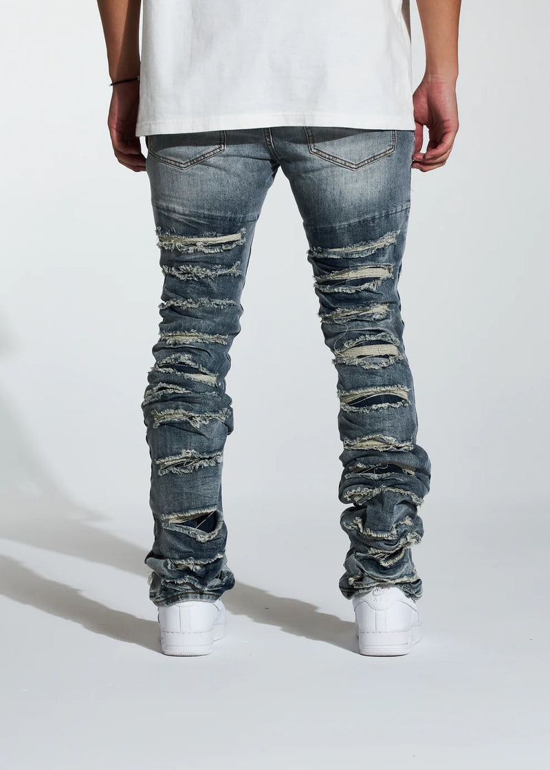 Crysp denim (indigio fray flare stacked jean-06)