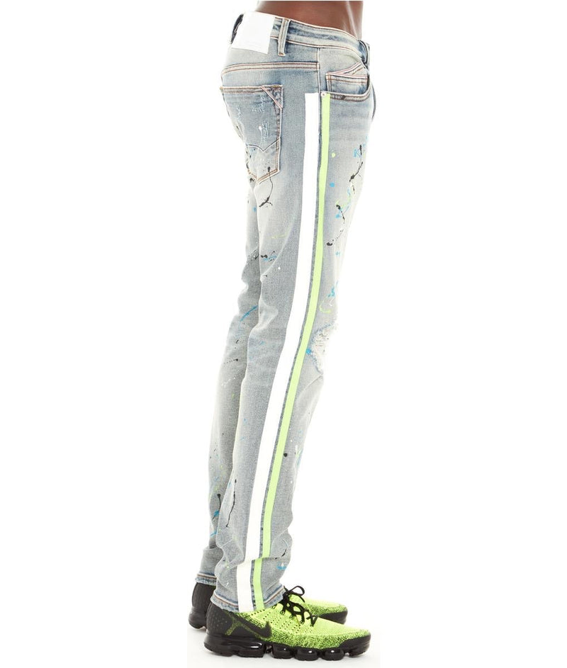 Cult of individuality (light blue/lime neon wash jeans)