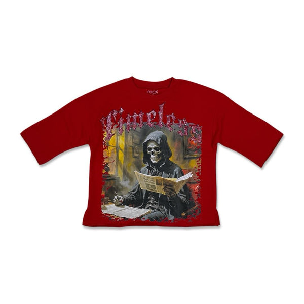 Focus Timeless Grim Reaper Cropped T-Shirt - Red
