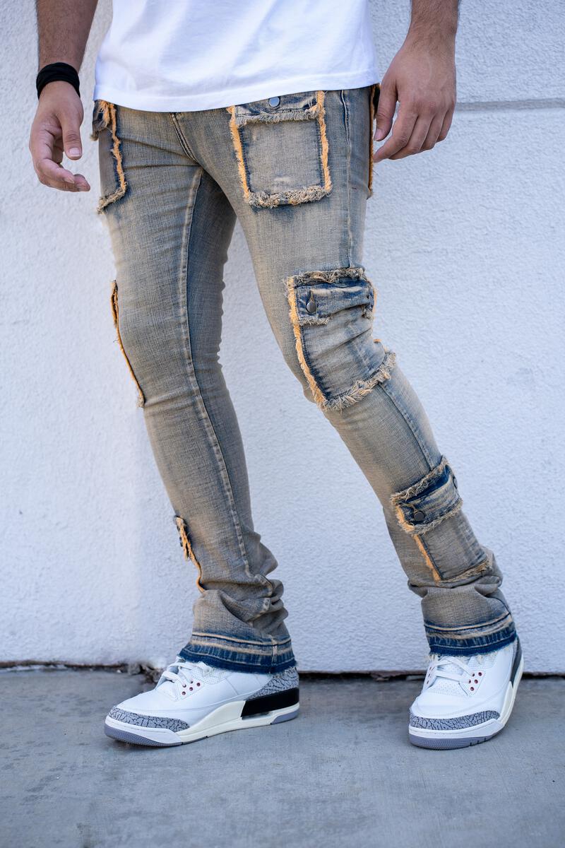 Damati denim (vintage blue wash napoleon stacked pocket jean)