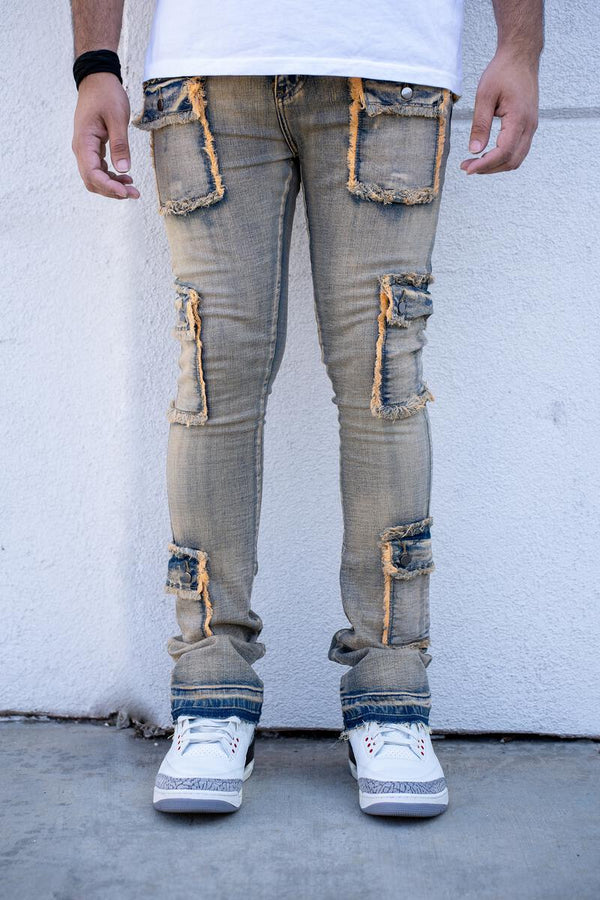 Damati denim (vintage blue wash napoleon stacked pocket jean)