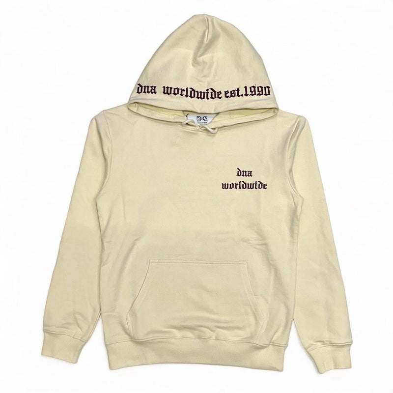 DNA premium (cream beige/Maroon “world wide" hoodie)