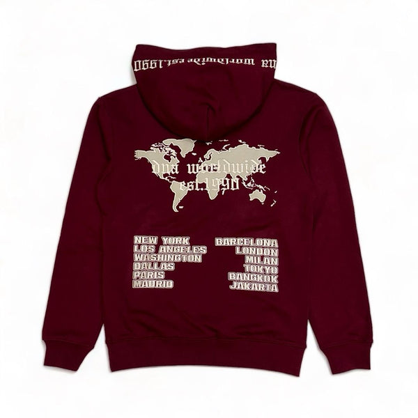 DNA premium (Maroon/Beige “world wide" hoodie)