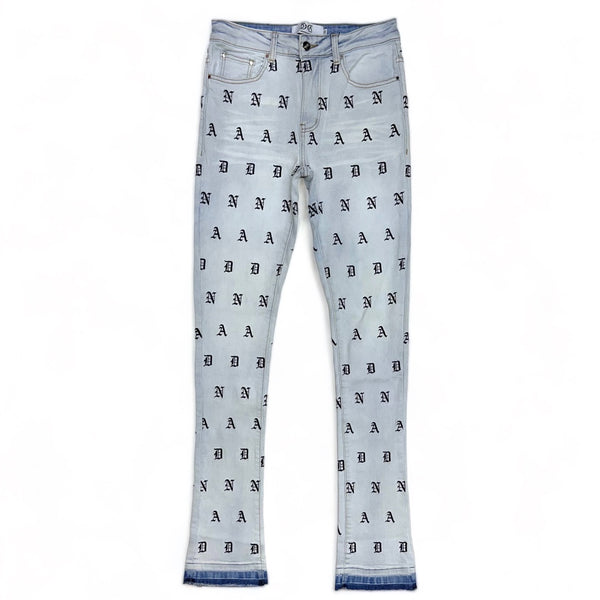 Dna premium  (light blue/black "dna monogram handcraft stacked jean)