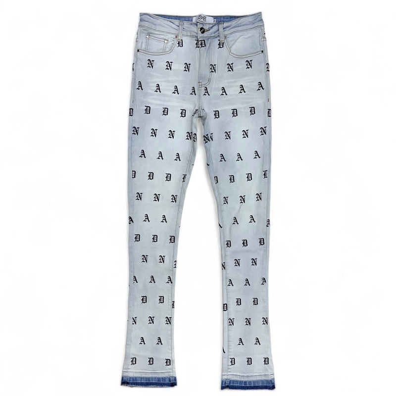 Dna premium  (light blue/black "dna monogram handcraft stacked jean)