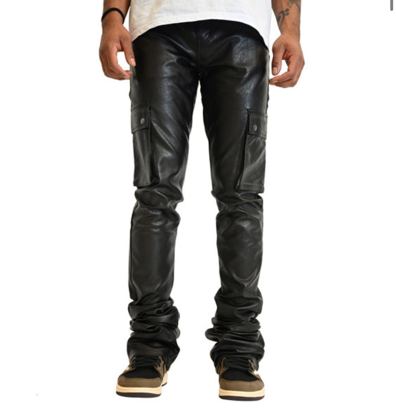 Doctrine denim (Black pu super stacked jean)