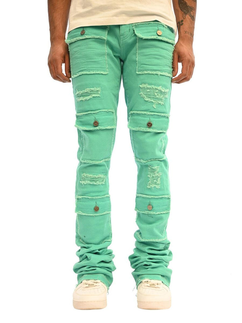 Doctrine denim (savant teal super stacked jean)