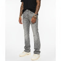 Vicious Denim Men's Stacked Embellished Jeans - Light Grey