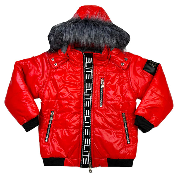 Elite denim crimson Red premium kids puffer jacket