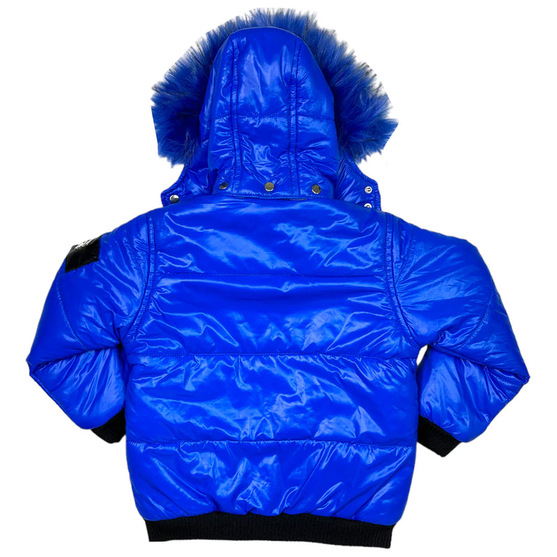 Elite denim crimson royal blue premium kids puffer jacket