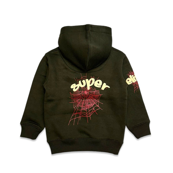 Elite Denim (kids army green  "super spider hoodie)