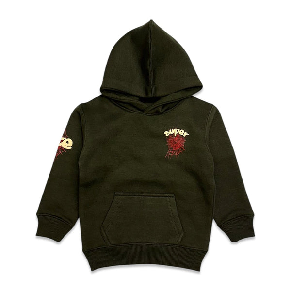 Elite Denim (kids army green  "super spider hoodie)