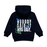 Elite Denim (kids dark navy  "Nobody said it was easy hoodie)