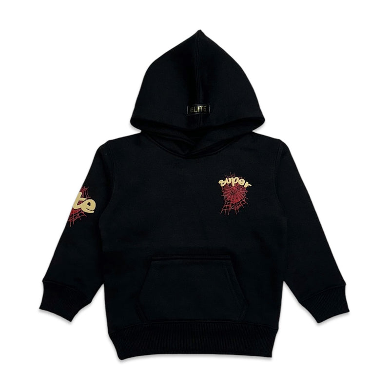 Elite Denim (kids Black "super spider hoodie)