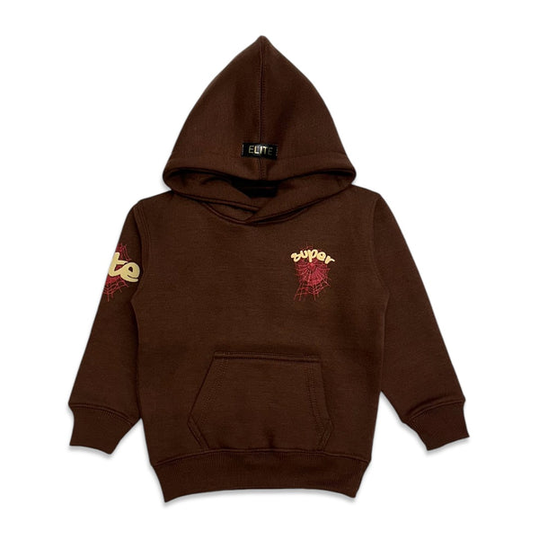 Elite Denim (kids brown  "super spider hoodie)