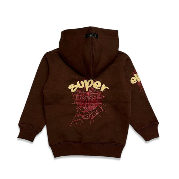 Elite Denim (kids brown  "super spider hoodie)