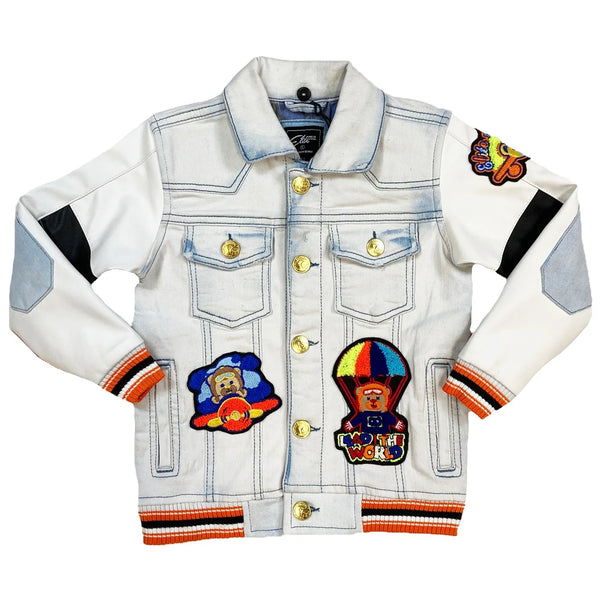 Elite denim (kids light blue orange/black denim jacket)